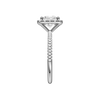 A side view of the Princess cut diamond engagement ring in 14k white gold with a pavé diamond band and solitaire setting