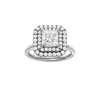 A front view of the Princess cut diamond engagement ring in 14k white gold with a pavé diamond band and solitaire setting