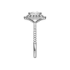 A side view of the Princess cut diamond engagement ring in platinum with a pavé diamond band and solitaire setting