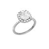 A three-quarter view of the Elongated Cushion cut diamond engagement ring in platinum with a prong band and solitaire setting