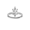 A front view of the Marquise cut diamond engagement ring in platinum with a diamond channel band and cathedral setting