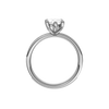 A profile  view of the Marquise cut diamond engagement ring in platinum with a diamond channel band and cathedral setting