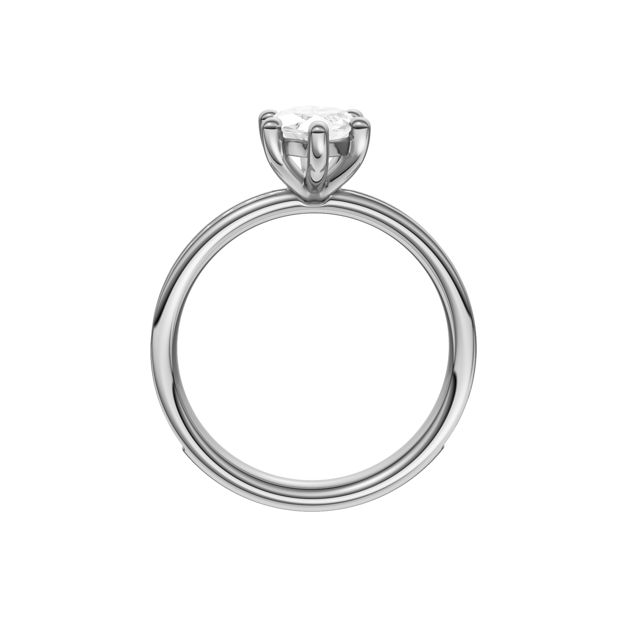 A profile  view of the Marquise cut diamond engagement ring in platinum with a diamond channel band and cathedral setting