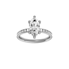 A front view of the Marquise cut diamond engagement ring in platinum with a diamond channel band and cathedral setting