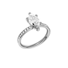 A three-quarter view of the Marquise cut diamond engagement ring in 14k white gold with a diamond channel band and cathedral setting