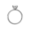 A profile view of the Marquise cut diamond engagement ring in platinum with a diamond channel band and cathedral setting