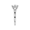 A side view of the Elongated cushion cut diamond engagement ring in 14k white gold with a plain band and split setting