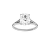 A front view of the Elongated cushion cut diamond engagement ring in 14k white gold with a plain band and split setting