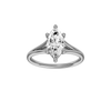A front view of the Marquise cut diamond engagement ring in platinum with a plain band and solitaire setting