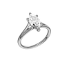 A three-quarter view of the Marquise cut diamond engagement ring in platinum with a plain band and solitaire setting