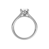A profile view of the Marquise cut diamond engagement ring in 14k white gold with a plain band and solitaire setting