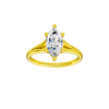 A front view of the Marquise cut diamond engagement ring in 14k yellow gold with a plain band and solitaire setting