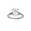 A front view of the Oval cut diamond engagement ring in platinum with a plain band and split setting