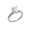 A three-quarter view of the Oval cut diamond engagement ring in 14k white gold with a plain band and split setting