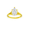 A front view of the Pear cut diamond engagement ring in 14k yellow gold with a plain band and split setting