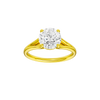 A front view of the Round cut diamond engagement ring in 14k yellow gold with a plain band and solitaire setting