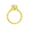 A profile view of the Round cut diamond engagement ring in 14k yellow gold with a plain band and solitaire setting