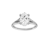 A front view of the Oval cut diamond engagement ring in 14k white gold with a plain band and hidden halo setting