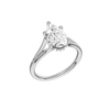 A three-quarter view of the Pear cut diamond engagement ring in 14k white gold with a plain band and cathedral setting