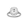 A front view of the Elongated Cushion cut diamond engagement ring in platinum with a plain band and solitaire setting