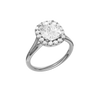 A three-quarter view of the Elongated Cushion cut diamond engagement ring in platinum with a plain band and solitaire setting