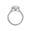 A profile view of the Elongated Cushion cut diamond engagement ring in 14k white gold with a plain band and solitaire setting