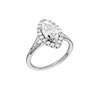 A three-quarter view of the Marquise cut diamond engagement ring in 14k white gold with a plain band and solitaire setting