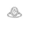 A front view of the Oval cut diamond engagement ring in platinum with a plain band and solitaire setting