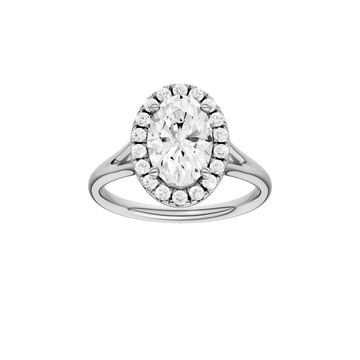 A front view of the Oval cut diamond engagement ring in 14k white gold with a plain band and solitaire setting