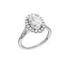 A three-quarter view of the Oval cut diamond engagement ring in platinum with a plain band and solitaire setting