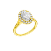 A three-quarter view of the Oval cut diamond engagement ring in 14k yellow gold with a plain band and solitaire setting