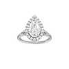 A front view of the Pear cut diamond engagement ring in 14k white gold with a plain band and solitaire setting