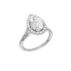 A three-quarter view of the Pear cut diamond engagement ring in 14k white gold with a plain band and solitaire setting
