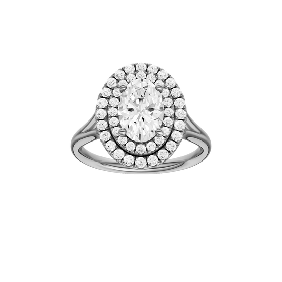 A front view of the Round cut diamond engagement ring in 14k white gold with a plain band and solitaire setting