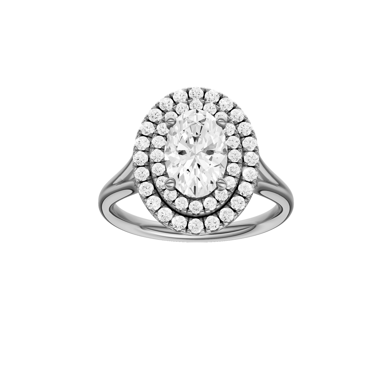 A front view of the Round cut diamond engagement ring in 14k white gold with a plain band and solitaire setting