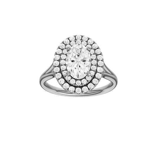 A front view of the Round cut diamond engagement ring in 14k white gold with a plain band and solitaire setting