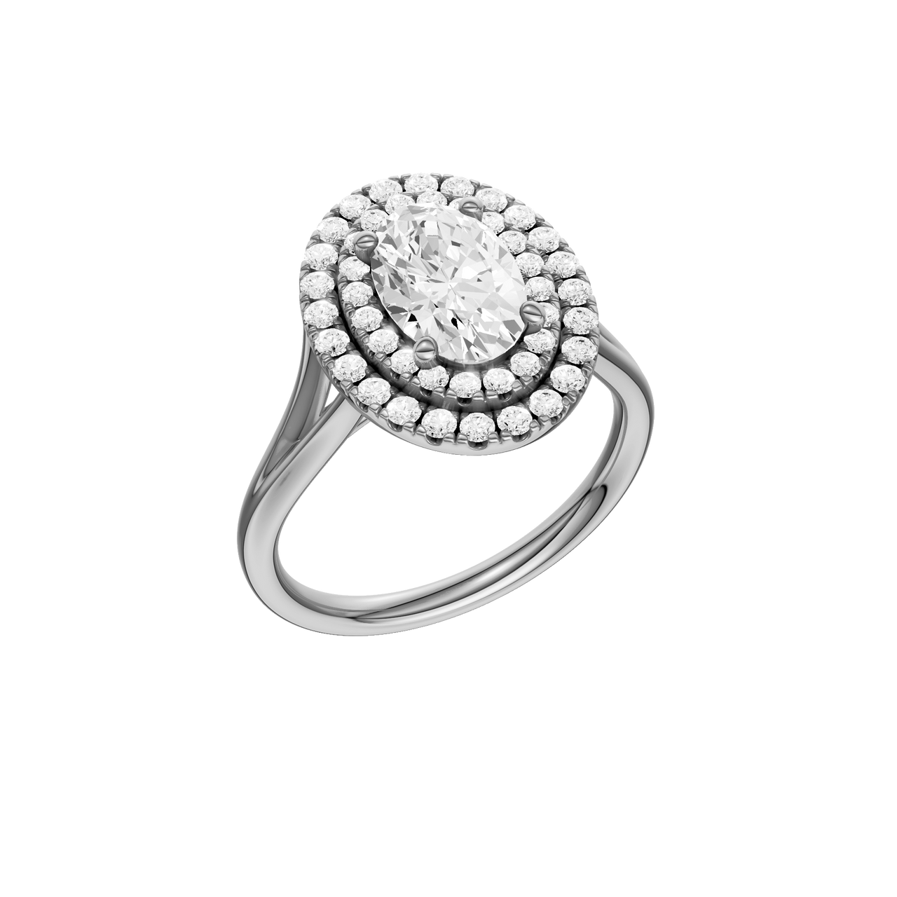 A three-quarter view of the Round cut diamond engagement ring in 14k white gold with a plain band and solitaire setting
