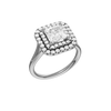 A three-quarter view of the Princess cut diamond engagement ring in platinum with a plain band and cathedral setting