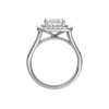 A profile view of the Princess cut diamond engagement ring in 14k white gold with a plain band and cathedral setting