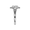 A side view of the Round cut diamond engagement ring in 14k white gold with a plain band and cathedral setting