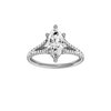 A front view of the Marquise cut diamond engagement ring in platinum with a prong band and solitaire setting