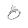 A three-quarter view of the Marquise cut diamond engagement ring in platinum with a prong band and solitaire setting