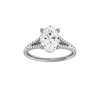 A front view of the Oval cut diamond engagement ring in platinum with a prong band and solitaire setting