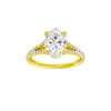 A front view of the Oval cut diamond engagement ring in 14k yellow gold with a prong band and solitaire setting