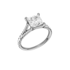 A three-quarter view of the Princess cut diamond engagement ring in 14k white gold with a prong band and solitaire setting