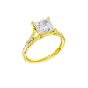 A three-quarter view of the Princess cut diamond engagement ring in 14k yellow gold with a prong band and solitaire setting