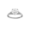 A front view of the Round cut diamond engagement ring in platinum with a diamond band and solitaire setting