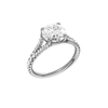 A three-quarter view of the Round cut diamond engagement ring in 14k white gold with a diamond band and solitaire setting