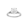 A front view of the Round cut diamond engagement ring in 14k white gold with a prong band and hidden halo setting