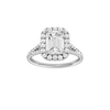 A front view of the Emerald cut diamond engagement ring in platinum with a prong band and solitaire setting